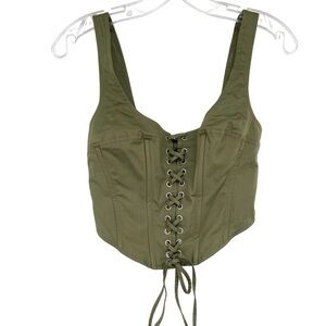 AFRM Campbell Lace Up Corset Top Green Size XS